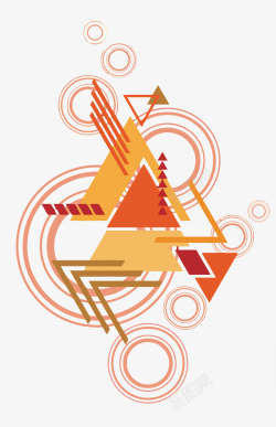 橙色三角几何花纹矢量图素材