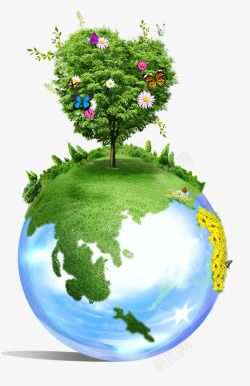 地球小树绿色地球高清图片
