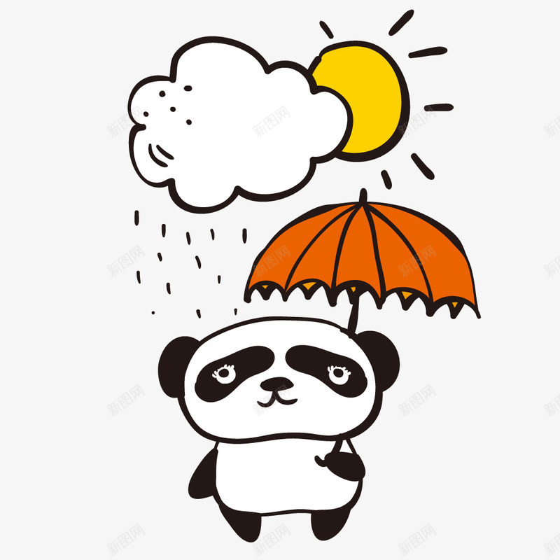 雨伞下的大熊猫场景图png免抠素材_88icon https://88icon.com 云朵 免抠图 太阳 效果图 熊猫 装饰图 装饰画 雨伞