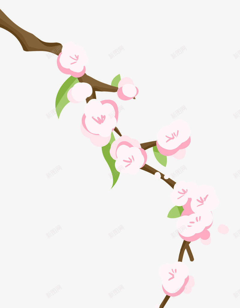 手绘粉色的桃花枝png免抠素材_88icon https://88icon.com 免抠图 效果图 树枝 桃花枝 花朵 装饰图 装饰画