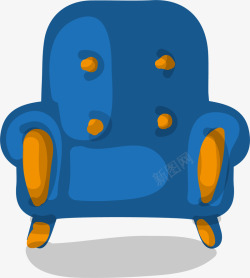 手绘蓝色椅子沙发素材