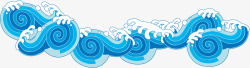蓝色手绘的海浪效果图素材