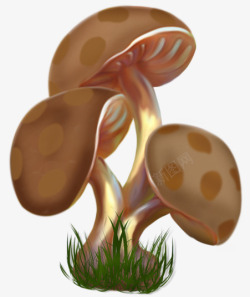 手绘金色圆点蘑菇素材