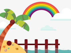 有彩虹的海边沙滩素材