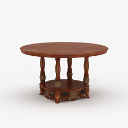 木制棕色中式古典圆木桌素材