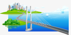 矢量卡通沿海城市城市桥梁高清图片