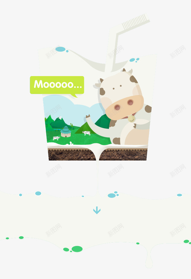 牛奶奶牛包装图案psd免抠素材_88icon https://88icon.com 奶制品 牛奶包装 田园