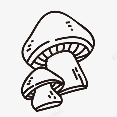 黑色线条蘑菇装饰图标图标