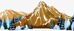 石头大山棕色手绘的火山效果图高清图片