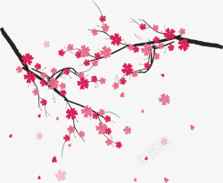 樱花节粉红飞舞花瓣矢量图素材