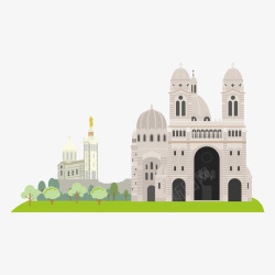 法国城堡建筑旅游景点插画矢量图素材