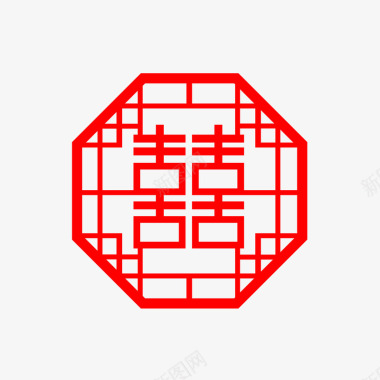 中式陶瓷中式红色喜字logo图标图标
