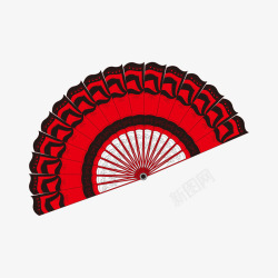中国风红色折扇素材