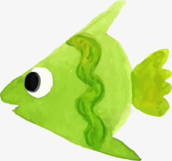 海洋生物手绘绿色小鱼素材