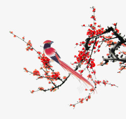 浪漫梅花梅花树上的小鸟高清图片