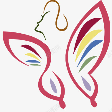 矢量蝴蝶减肥logo美女翅膀图标图标