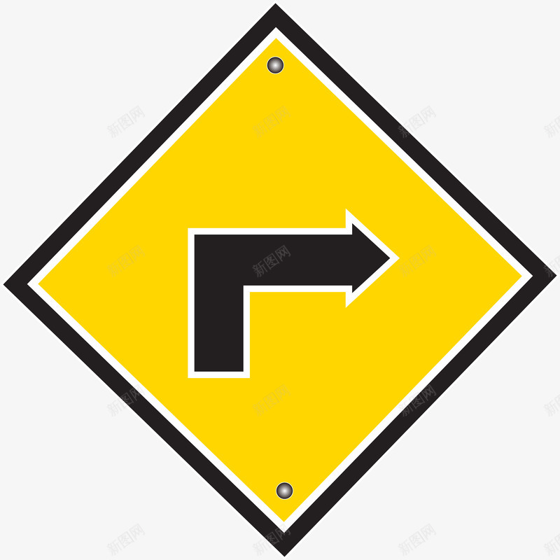 黄色向右转的牌子图png免抠素材_88icon https://88icon.com 中式路引 指示牌 方向牌 矢量牌子 矢量路引牌子 路引 路牌 道路牌子
