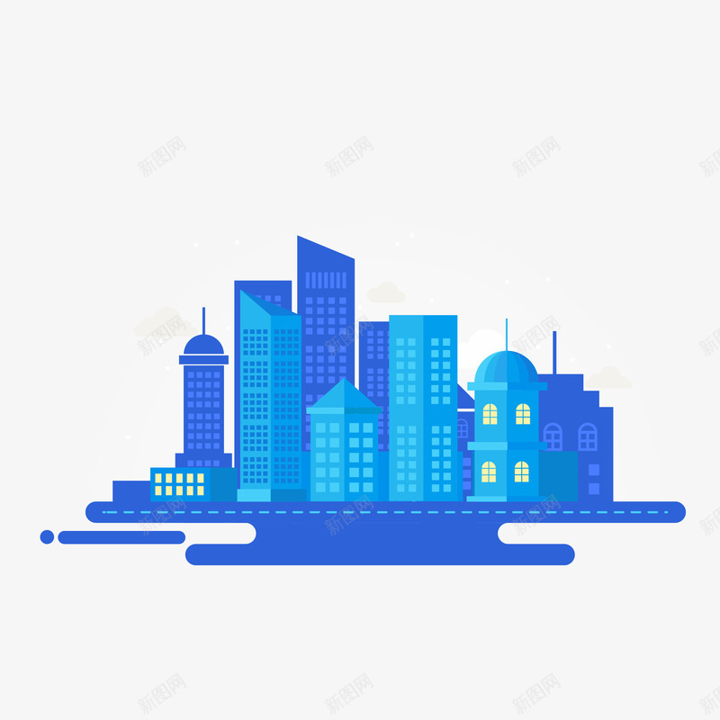 卡通蓝色的剪影城市矢量图eps免抠素材_88icon https://88icon.com PNG城市 剪影卡通 卡通剪影 城市 城市PNG 城市剪影 矢量图