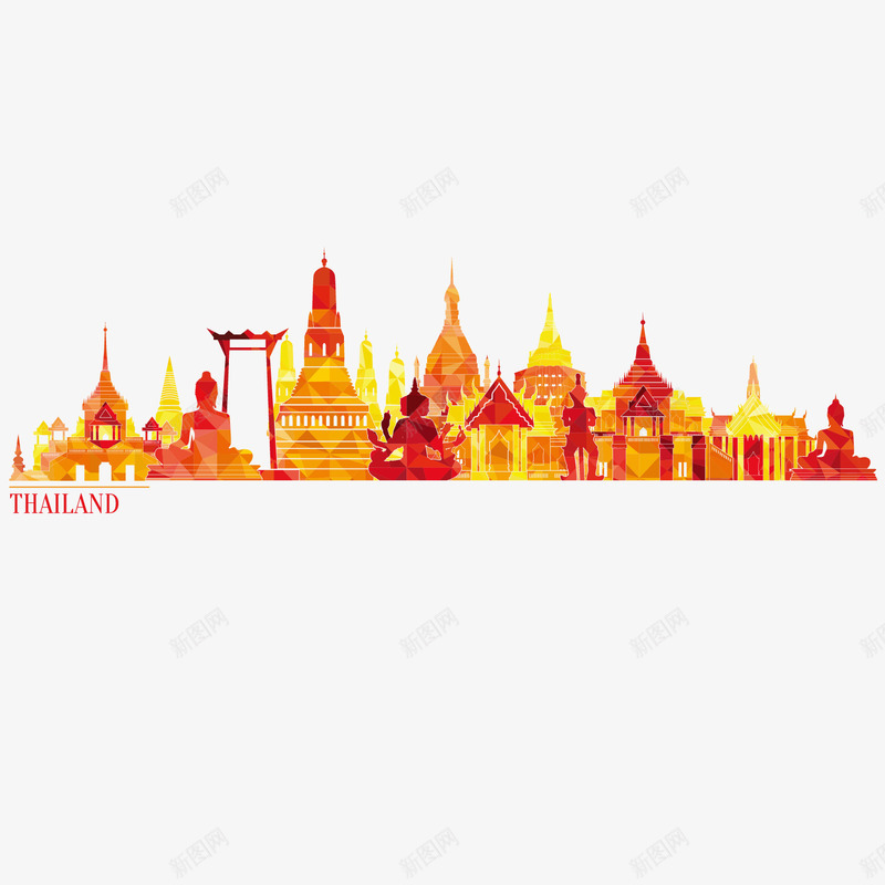 红色泰国城市手绘矢量图ai免抠素材_88icon https://88icon.com 卡通 可爱 城市 建筑 手绘 红黄色 线性 矢量图