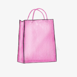 手绘卡通粉色手提袋购物主题素材