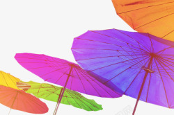 彩色漂浮油纸伞素材