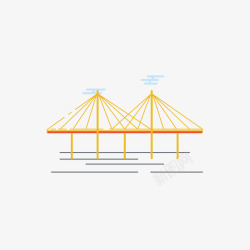 跨海黄色三角形几何跨海大桥图标高清图片
