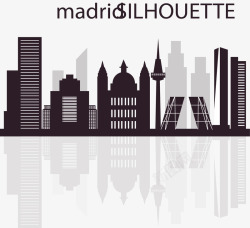 马德里旅游城市剪影矢量图素材