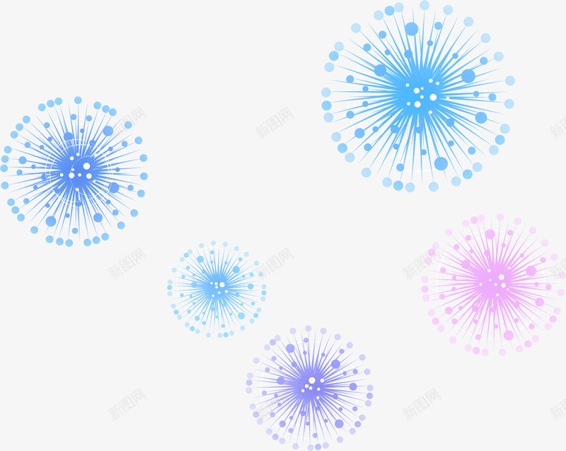 粉蓝色手绘礼花装饰png免抠素材_88icon https://88icon.com 礼花 蓝色 装饰