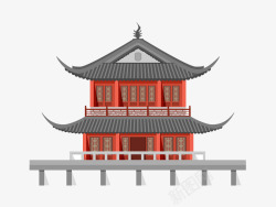 上海古代建筑插画素材