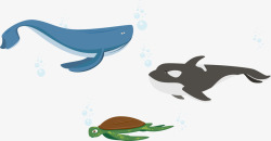 卡通海洋动物和气泡素材