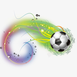 足球和彩色曲线矢量图素材