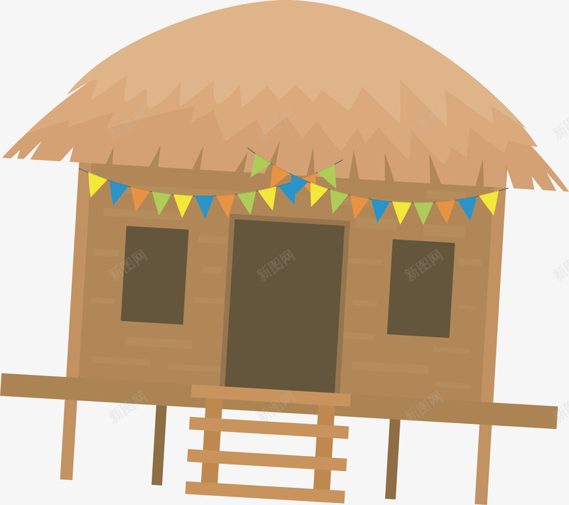 手绘茅草屋矢量图ai免抠素材_88icon https://88icon.com 三角形 建筑 彩色 房子 手绘 矢量图 黄色草屋