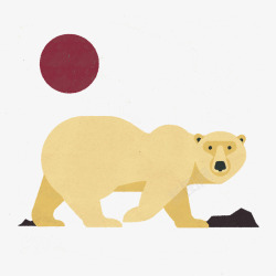 手绘精致北极熊标签素材