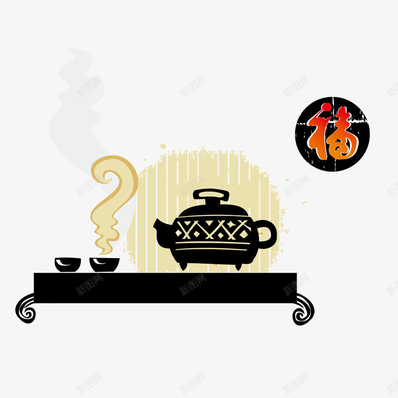 中式茶道png免抠素材_88icon https://88icon.com 剪影 品茗 喝茶 茶叶