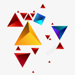手绘漂浮三角形矢量图素材