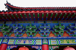 特色寺庙彩色雕刻图案墙檐素材