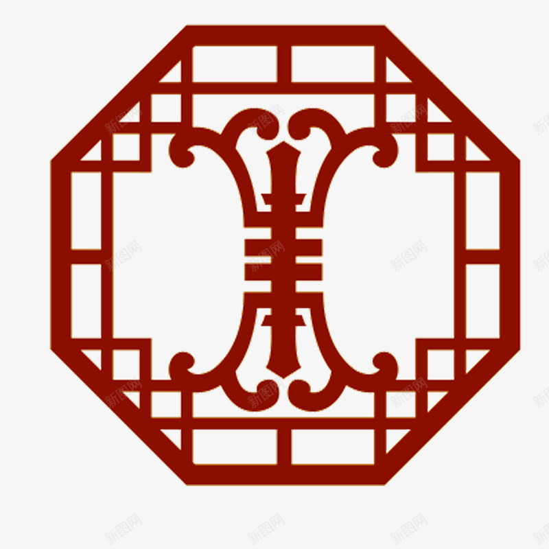 古风中国红窗棱png免抠素材_88icon https://88icon.com 中国 中国红 中国风窗棱 古风 国风 国风棱格 棱格 窗棱