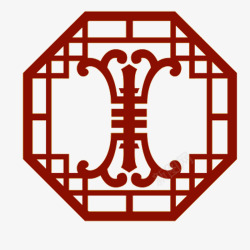 古风中国红窗棱素材