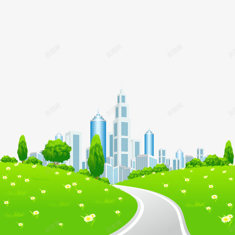 创意绿化城市风景矢量图ai免抠素材_88icon https://88icon.com 卡通 城市 建筑物设计 绿化 风景设计 矢量图