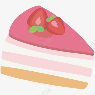 光泽粉色三角形草莓蛋糕元素矢量图图标图标
