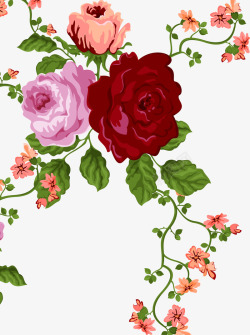 彩色中式花朵装饰玫瑰素材