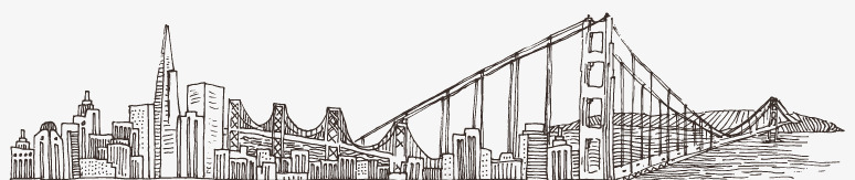 手绘城市风景bannerpng免抠素材_88icon https://88icon.com 城市banner 建筑布鲁克林大桥 手绘 素描