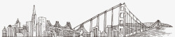 建筑布鲁克林大桥手绘城市风景banner高清图片