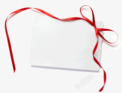 礼物造型红色蝴蝶结绸带贺卡高清图片