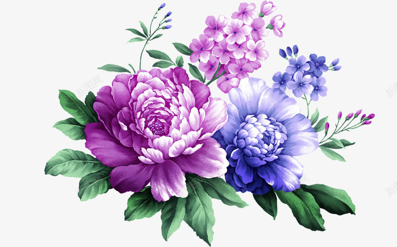 彩色中式唯美手绘花朵植物png免抠素材_88icon https://88icon.com 中式 彩色 植物 花朵