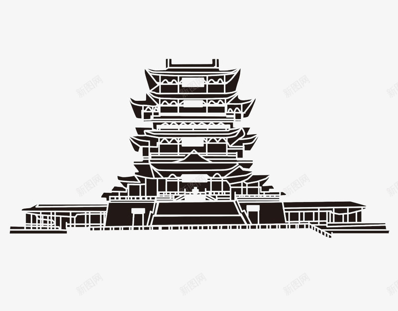 古典建筑png免抠素材_88icon https://88icon.com 古城 手绘 景点 线描 绘画