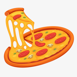 虾仁三角披萨黄色圆弧披萨美食元素矢量图高清图片