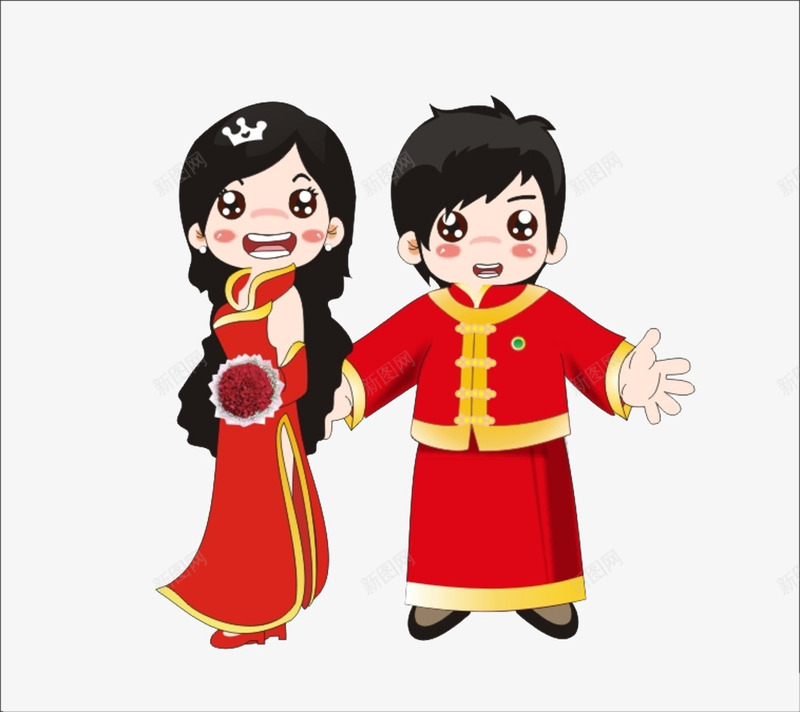 卡通婚礼人物中式png免抠素材_88icon https://88icon.com 中式 卡通人物 婚礼 设计图