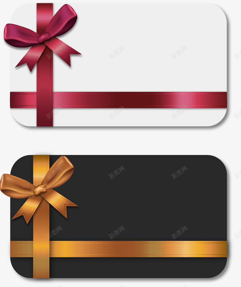 手绘两张绑蝴蝶结的礼品卡png免抠素材_88icon https://88icon.com 礼品卡 蝴蝶结包装
