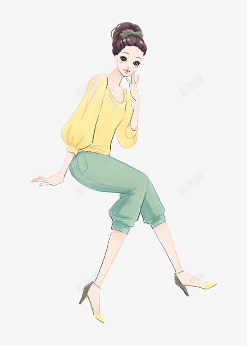 卡通手绘时尚美女插画png免抠素材_88icon https://88icon.com 卡通人物 卡通美女 女人 手绘美女 时尚美女 漫画 美女插画